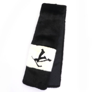 Louis Vuitton M77866 Echarpe Gaugram Lv Logo Mink Fur Scarf/Tippet Shawl In Black And White With Box