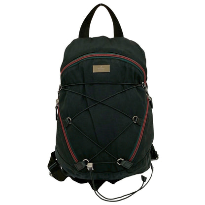 Gucci Gucci Logo Sherry Line Nylon Leather Backpack Daypack Black 31446