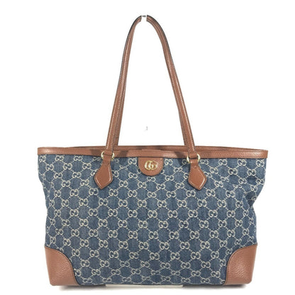 Gucci 631685 Denim Overture Ophidia Gg Medium Tote Bag Shoulder In And Leather