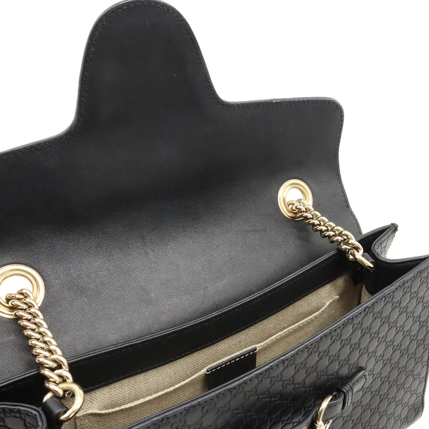 Gucci Micro Guccissima Emily Shoulder Bag Chain Tassel Leather Black 449635