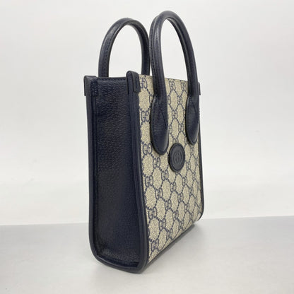 Gucci Gg Supreme Handbag 671623 Navy 2-Way Bag