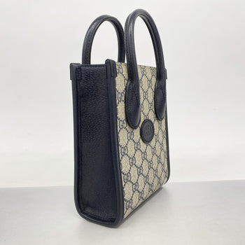 Gucci Gg Supreme Handbag 671623 Navy 2-Way Bag