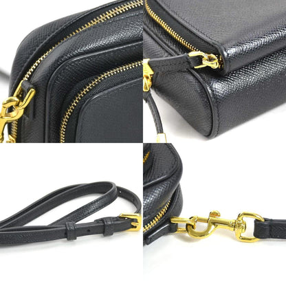 Christian Dior Shoulder Bag Caro Leather Black