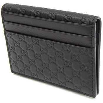 Gucci Card Case Micro Guccissima 352365 Dark Brown Leather Pass Business Holder Commuter