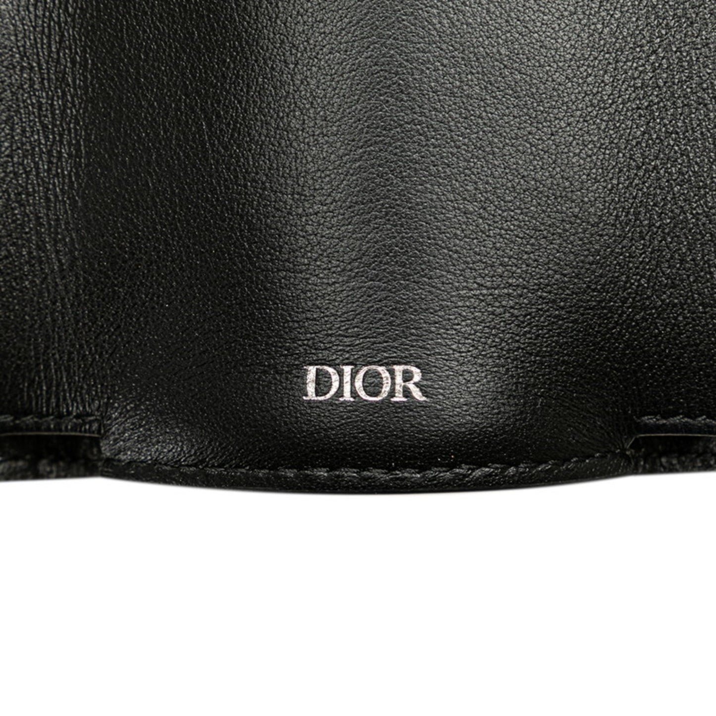 Christian Dior Dior Oblique Tri-Fold Wallet Navy Beige Canvas Leather