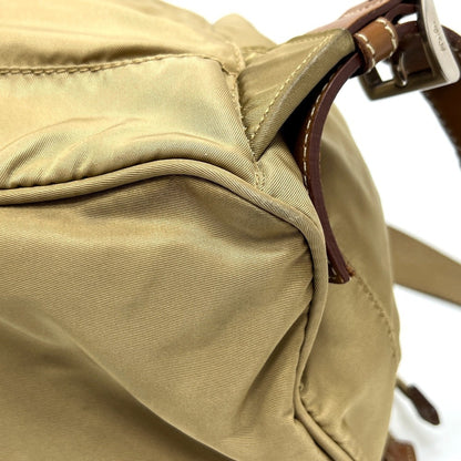 Prada Prada Logo Plate Double Pocket Backpack Nylon
