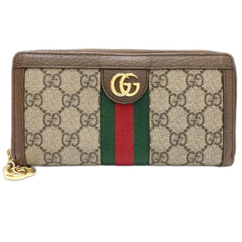 Gucci Gucci Long Wallet 523154 Ophidia Zip Around Gg Supreme Canvas Beige Ebony 181217
