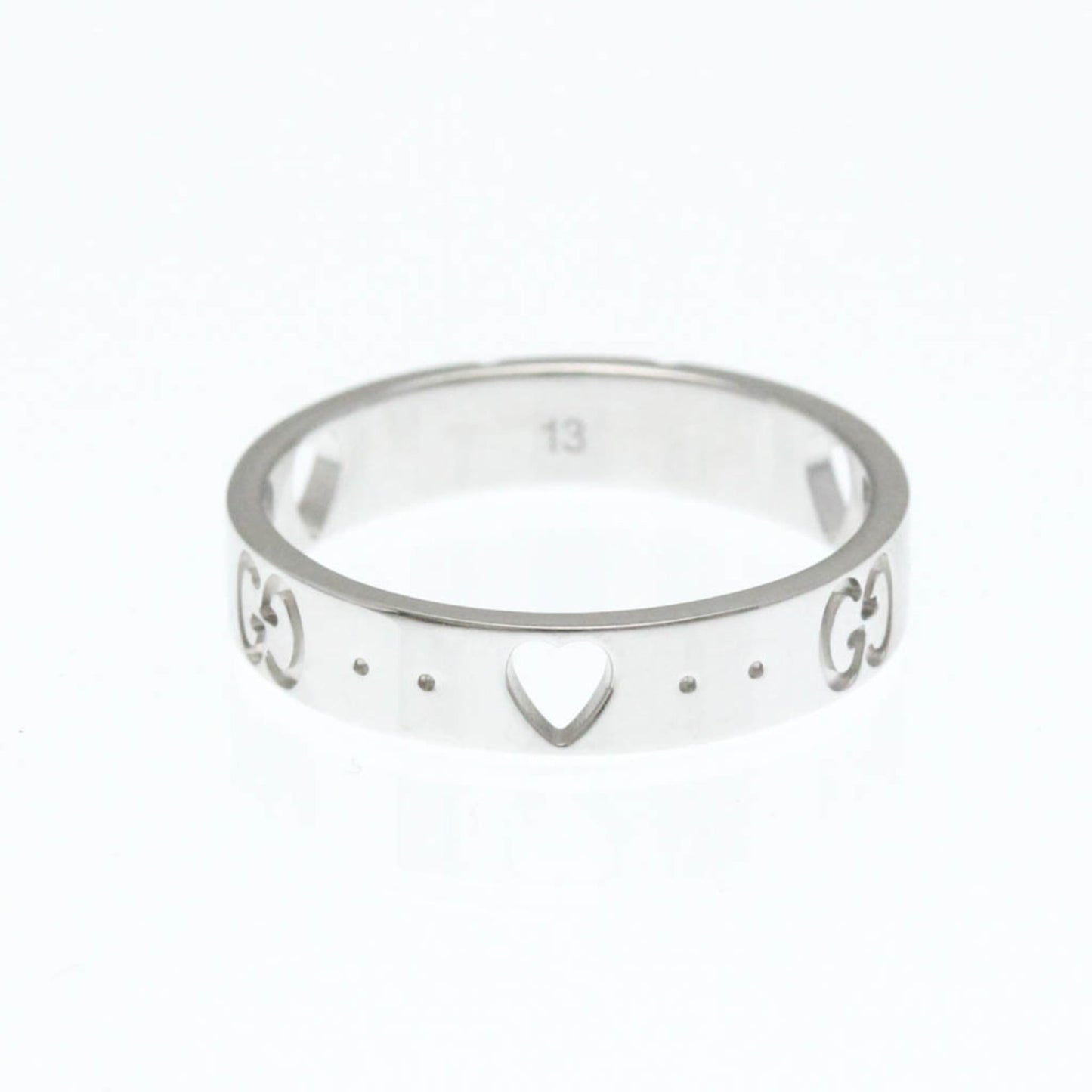 Gucci Icon Heart Ring White Gold (18K) Fashion No Stone Band Ring Silver