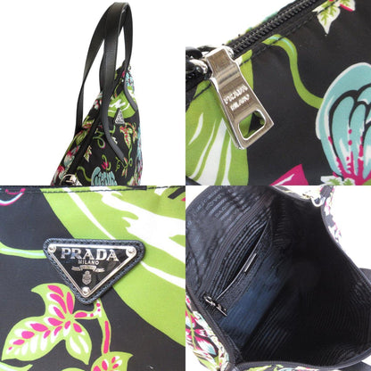 Prada Prada Tote Bag Shoulder Nylon Leather Black Multicolor Silver