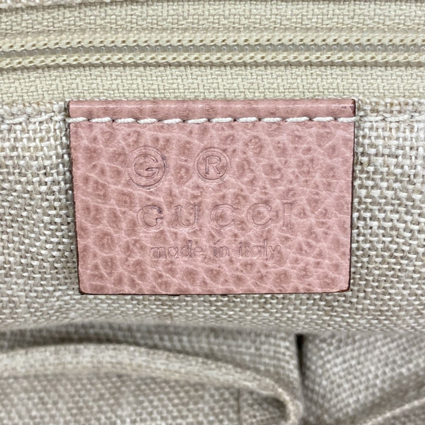 Gucci Gg Canvas Interlocking G Shoulder Bag 449243 Beige Pink Champagne