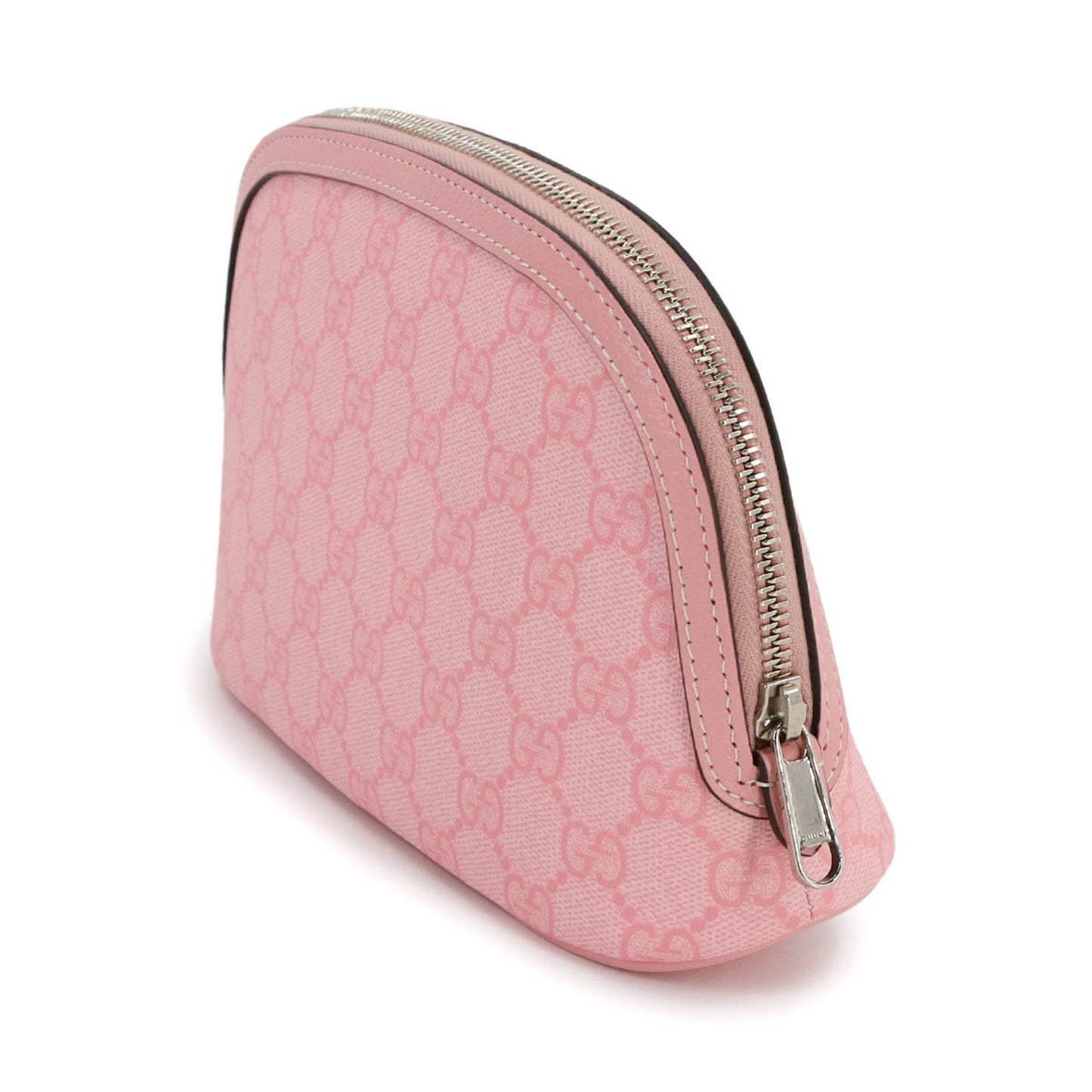 Gucci Ophidia Gg Supreme Pouch Bag Leather Pink 625551 Silver Hardware