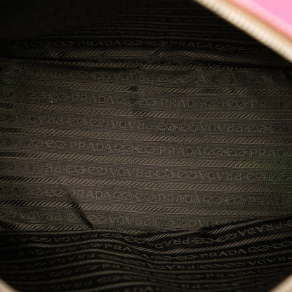 Prada Triangle Logo Plate Handbag Pink Leather