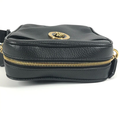 Versace Medusa Logo Pochette Shoulder Bag In Black Leather