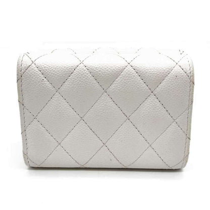 Chanel Matelasse Wallet Tri-Fold White Champagne