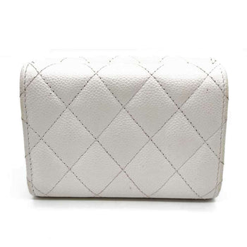 Chanel Matelasse Wallet Tri-Fold White Champagne