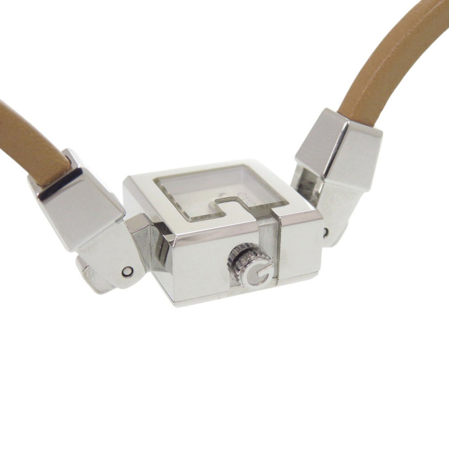 Like New Gucci 102 Stainless Steel Leather Watch With Shell Dial And Brown Quartz Movement