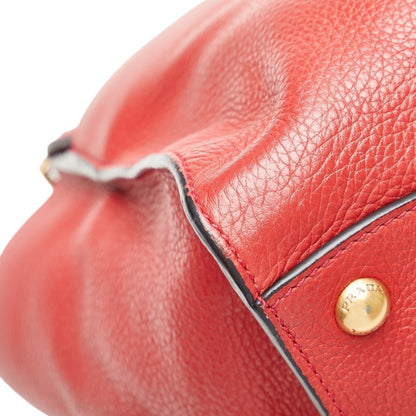 Prada 2-Way Handbag/Shoulder Bag Br5034 Red Leather