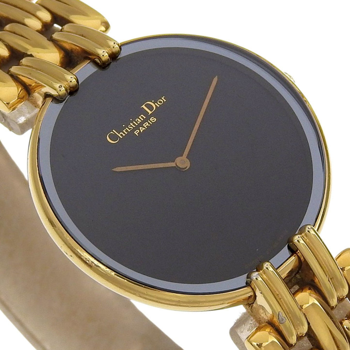 Dior Bagira Watch 47 152-2 Gold-Plated Quartz Analog Display Black Dial