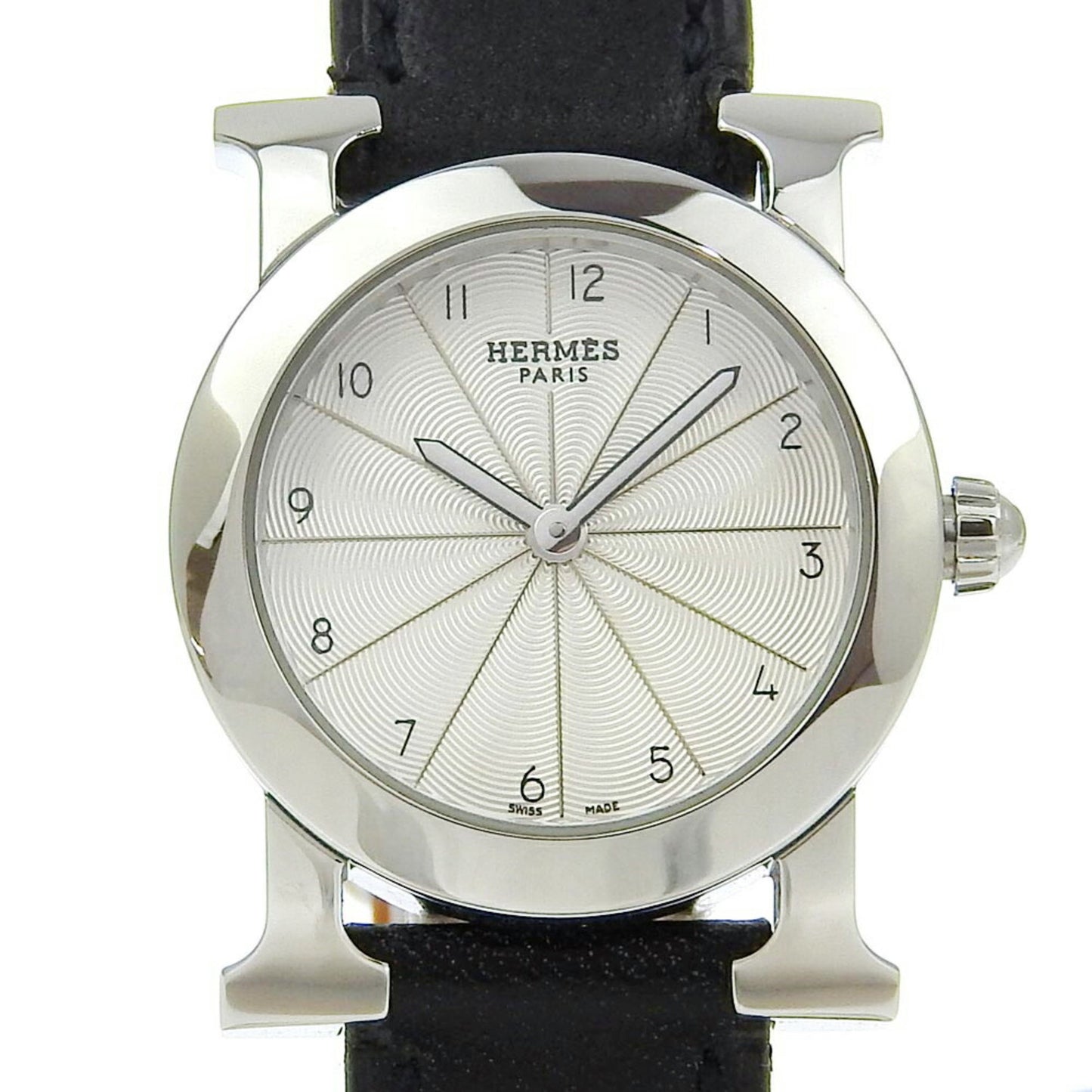 Hermes Hermes H Watch Rondo Wristwatch Hr1.210 Stainless Steel X Embossed Leather 2006 ?J Quartz