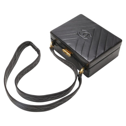 Chanel Chevron V-Stitch Shoulder Bag In Black Lambskin