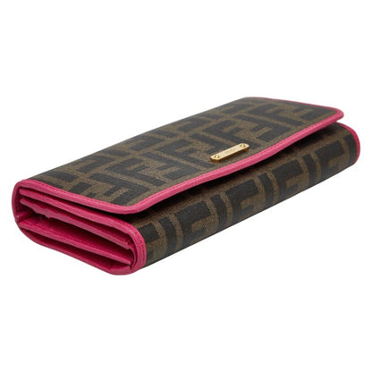 Fendi Zucca Long Wallet 8M0297 Brown Pink