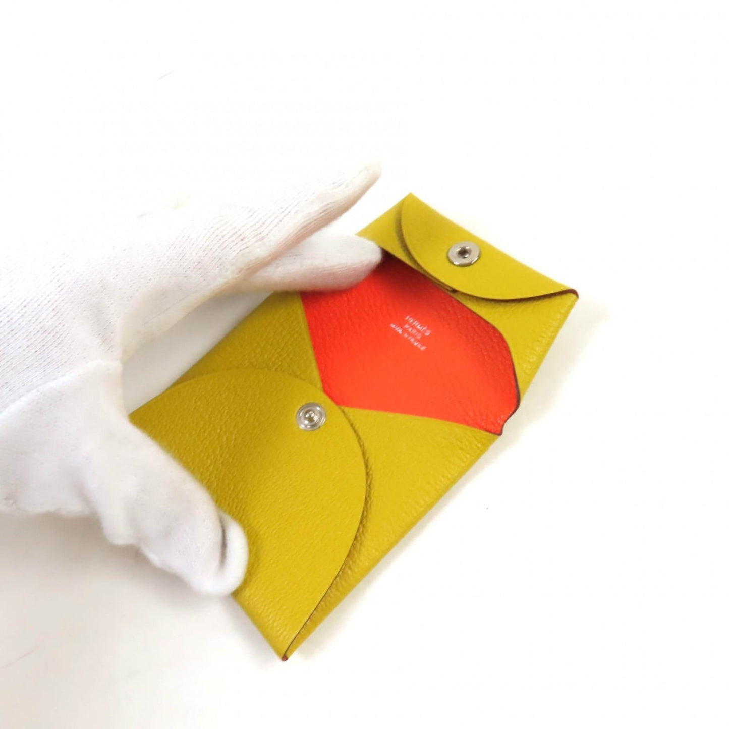 Hermes Bastia Verso Cumin Orange Minian Chevre Wallet/Coin Case