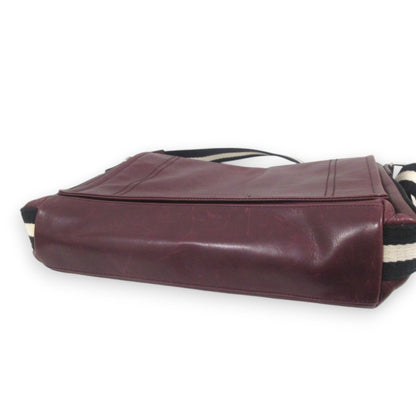 Bally Tepolt Leather Flap Messenger Shoulder Bag Burgundy Red