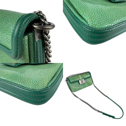Chanel Boy Chanel Galuchat Green Shoulder Bag
