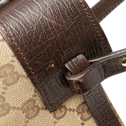 Gucci Gg Canvas Tote Bag Handbag 107757 Beige Brown Leather