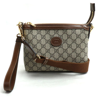 Gucci Gg Supreme 2-Way Shoulder Bag Beige & Ebony Brown 760021 92Thg 8563