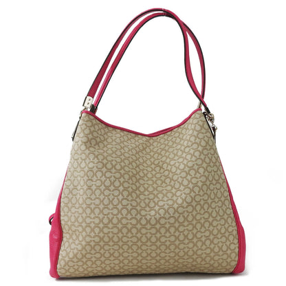 Coach Tote Bag 26282 Canvas Leather Pink Beige