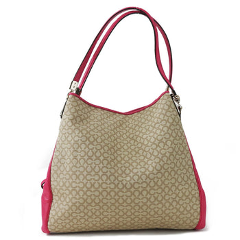 Coach Tote Bag 26282 Canvas Leather Pink Beige