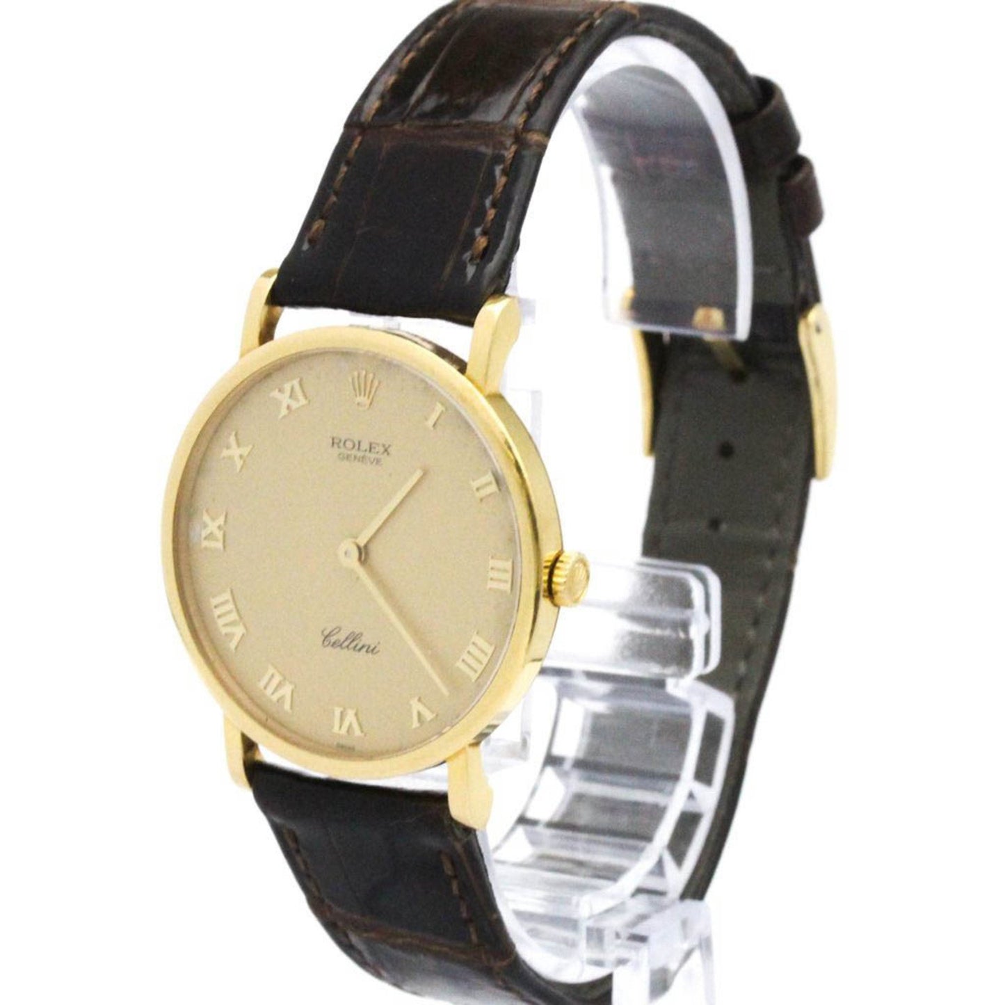 Rolex Cellini 18K Gold Leather Hand-Winding