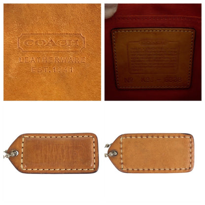 Coach Signature Slim Demi Zip Beige Camel Silver Hardware Canvas Leather 6338 Shoulder Bag Pochette