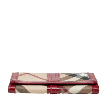 Burberry Nova Check Long Wallet In Red
