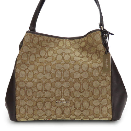 Coach Tote Bag 36466 Signature Canvas Leather Dark Brown