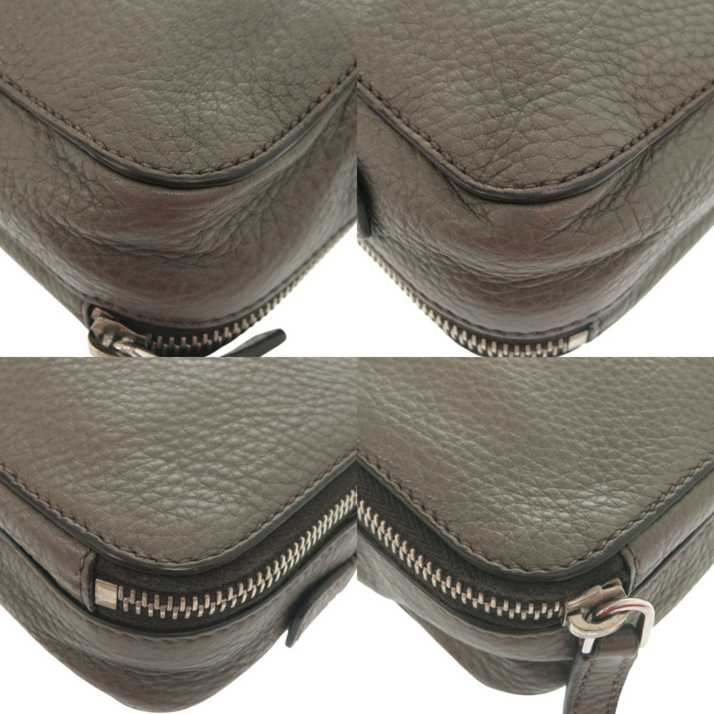 Prada Triangle Logo Leather Gray Second Bag Clutch 0188 Prada