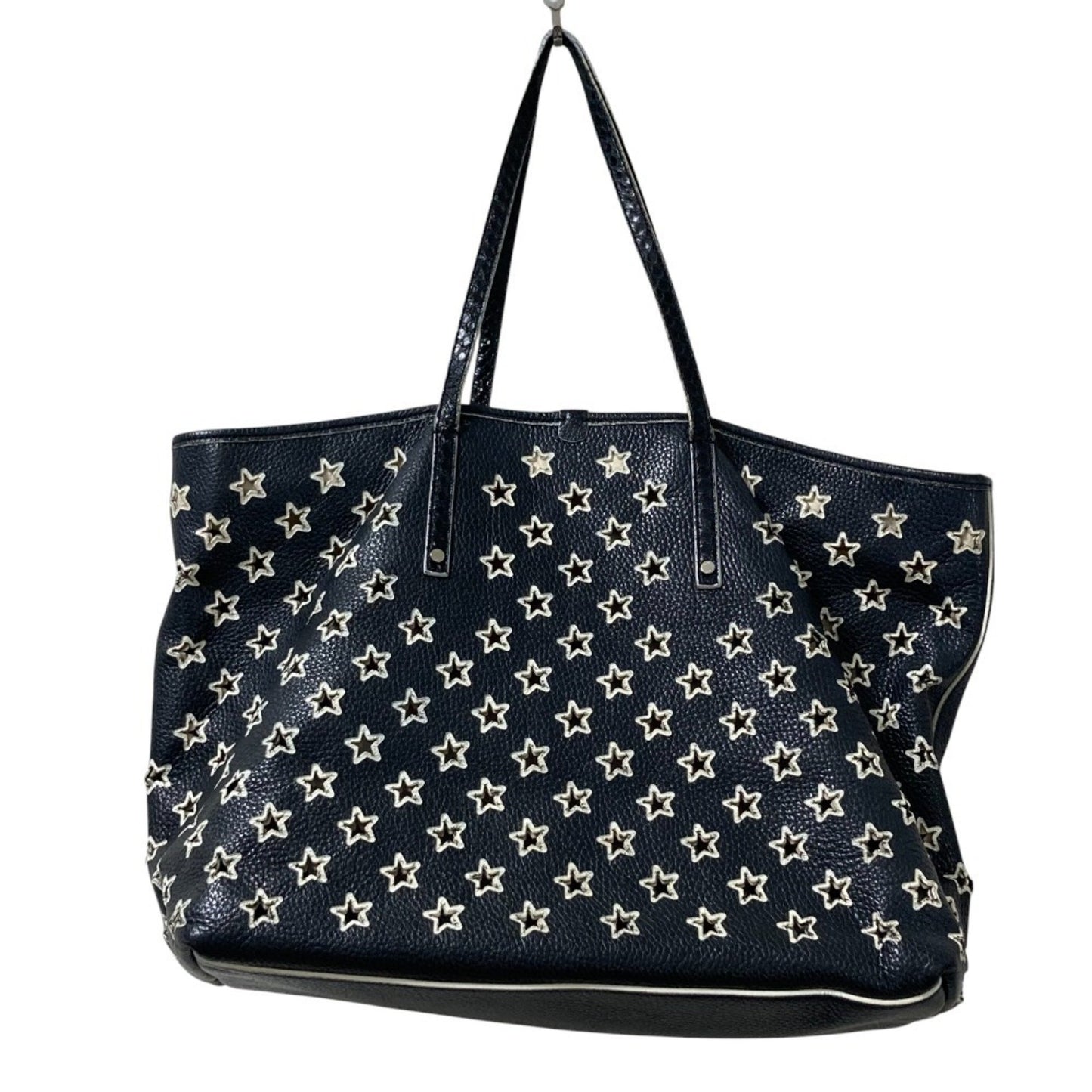 Jimmy Choo Sasha Star Punching Leather Tote Bag In Black