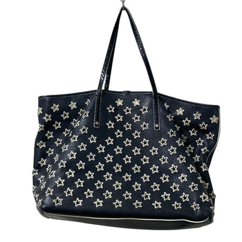 Jimmy Choo Sasha Star Punching Leather Tote Bag In Black