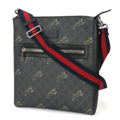 Gucci Shoulder Bag 474137 Gg Supreme Canvas Black Grey Tiger