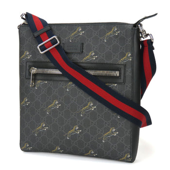 Gucci Shoulder Bag 474137 Gg Supreme Canvas Black Grey Tiger