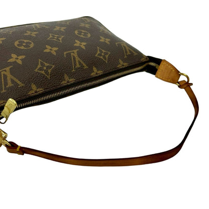 Louis Vuitton Pochette Accessoires Monogram Leather Mini Handbag Pouch Brown 53615