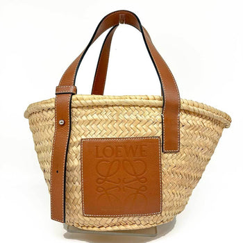 Loewe Basket Bag Small Hand Brown Palm Leaf & Calfskin 327.02.S93