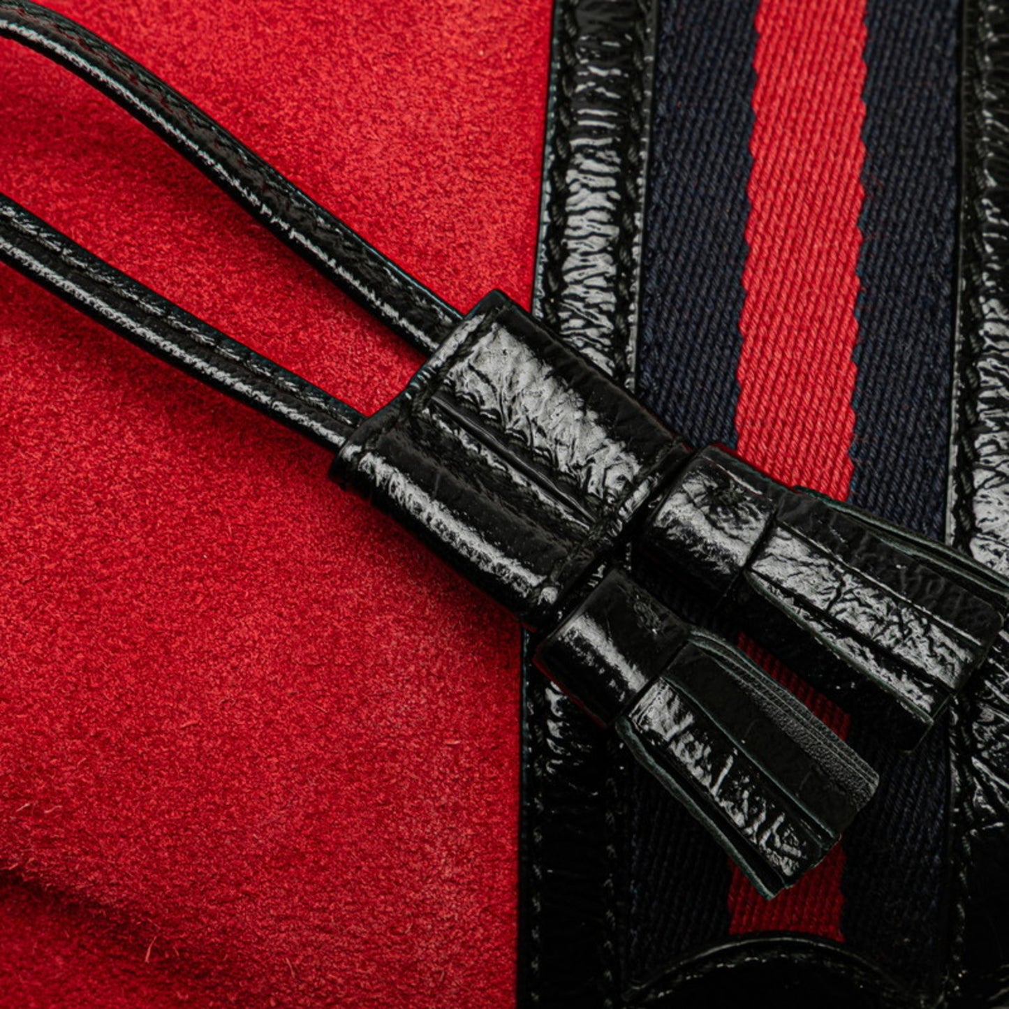 Gucci Shoulder Bag 550620 Red Black Suede Leather