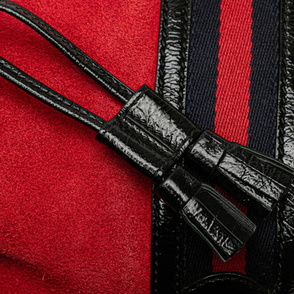 Gucci Shoulder Bag 550620 Red Black Suede Leather
