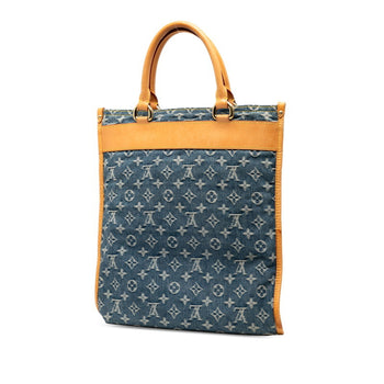 Louis Vuitton Monogram Denim Flat Shopper Handbag Tote Bag M95018 Indigo Blue Canvas