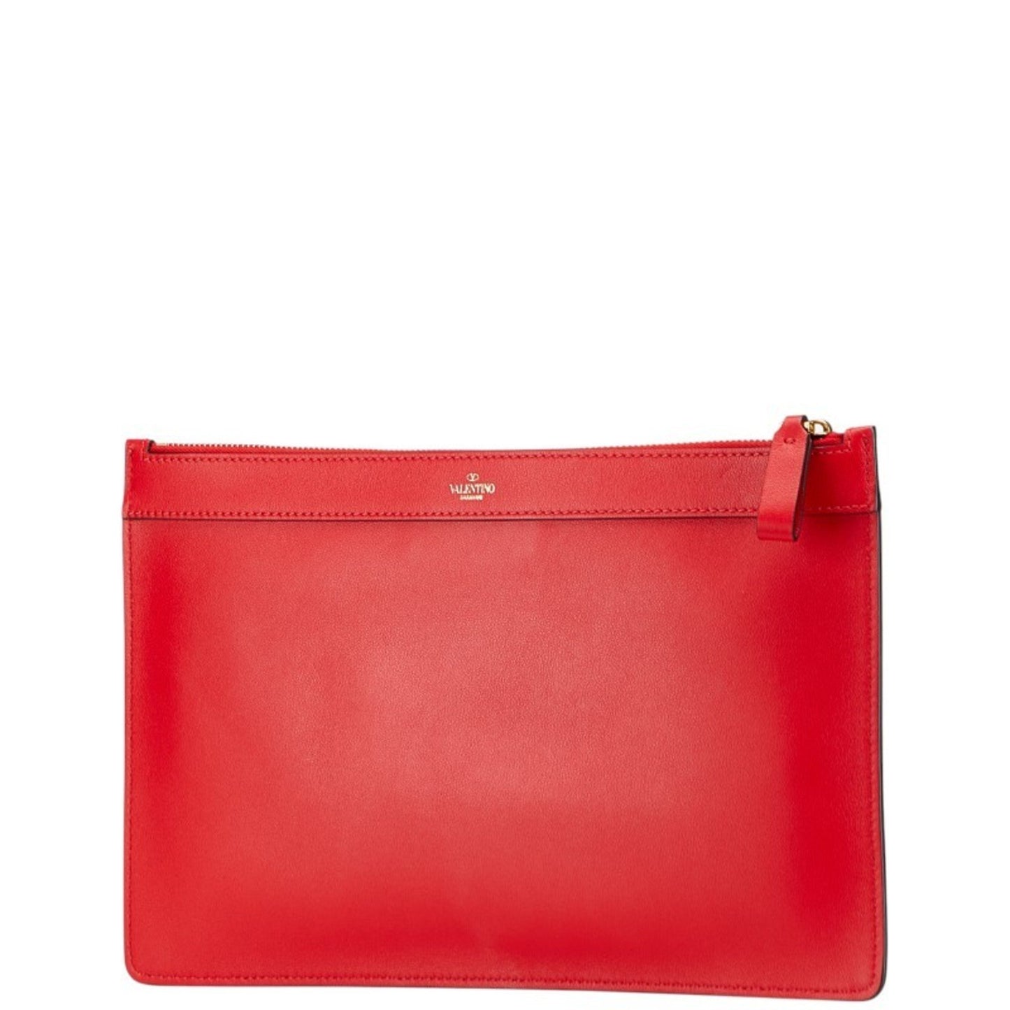 Valentino Garavani V-Ring Clutch Bag In Red Leather