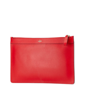 Valentino Garavani V-Ring Clutch Bag In Red Leather