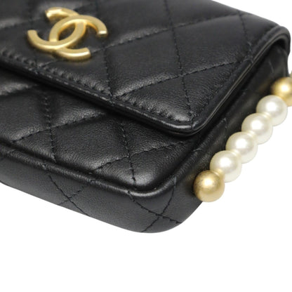 Chanel Mini Matelasse Shoulder Bag In Black Lambskin