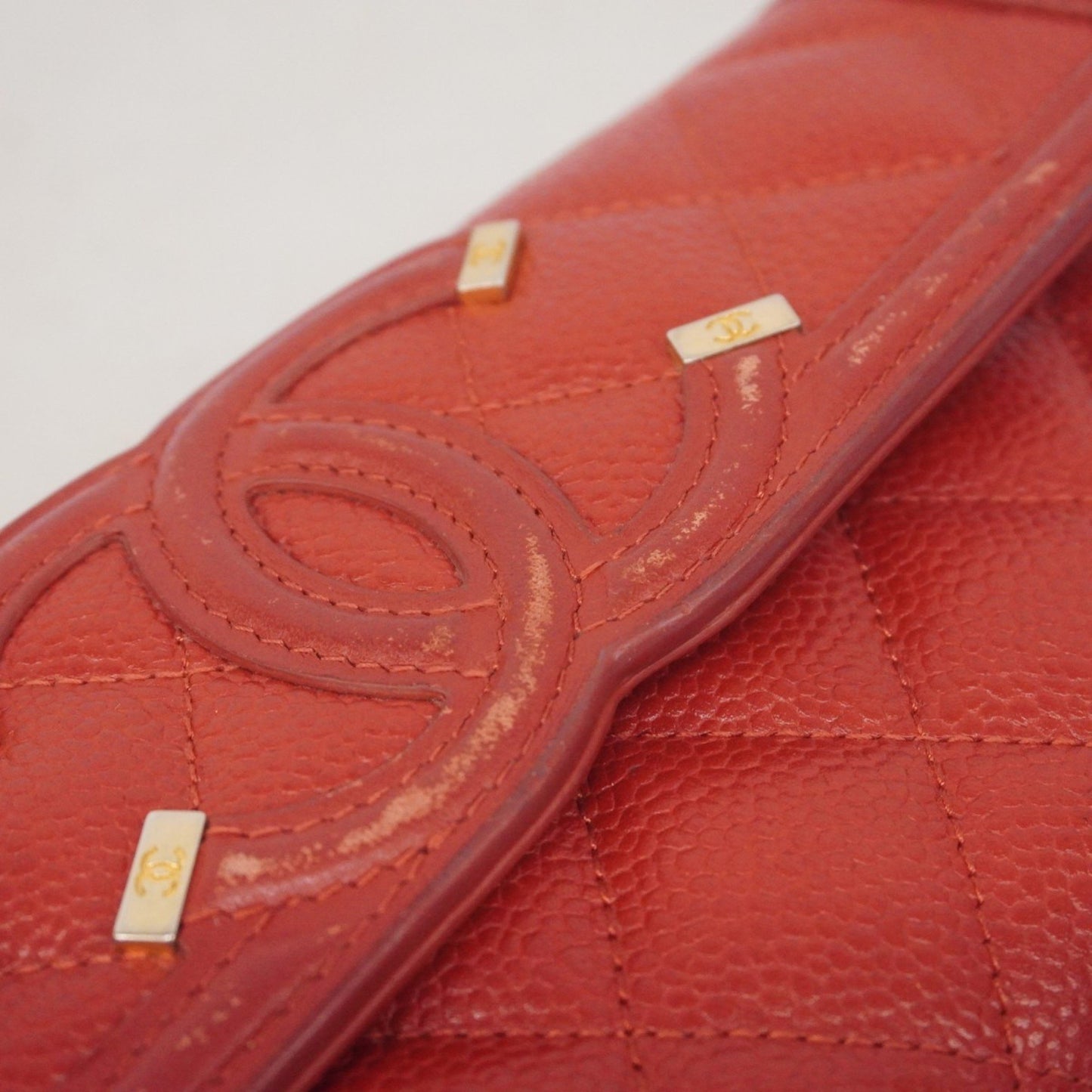 Chanel Cc Filigree Caviar Leather Long Wallet